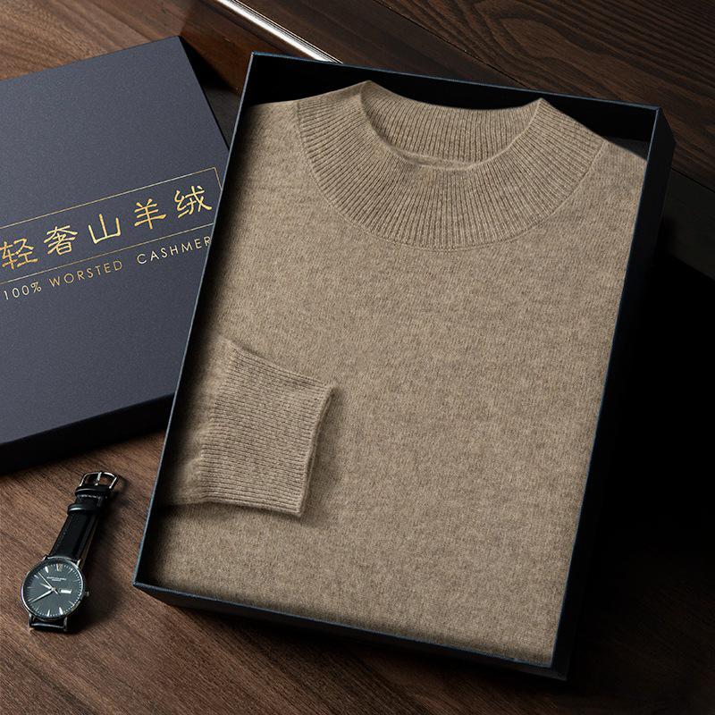 Seamless Men's Cashmere Half-Neck Sweater for Autumn/Winter - Versatile Knitwear