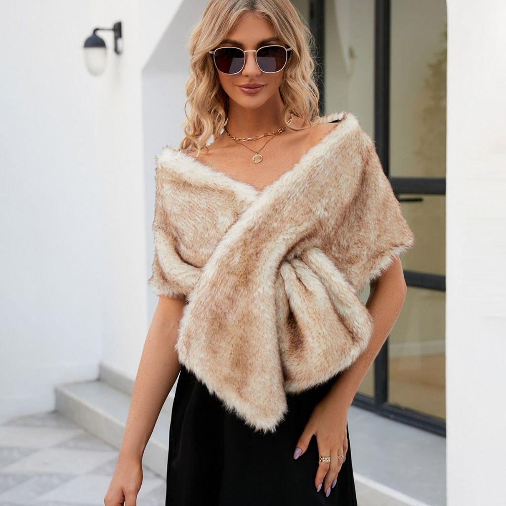 Multicolour Warm Cheongsam Shawl Widened Pashmina Wraps Fashion Fluffy Cape Shawls  Daily