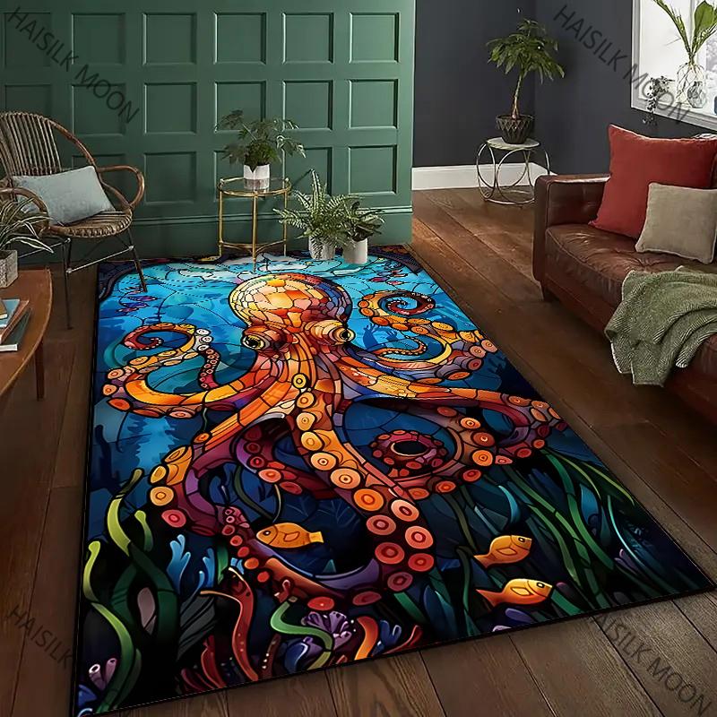 17 Styles Art Style Octopus Printed Carpet Living Room Bedroom Sofa Large Area Decorative Mat Kids Play Soft Non-slip Rugs Gift