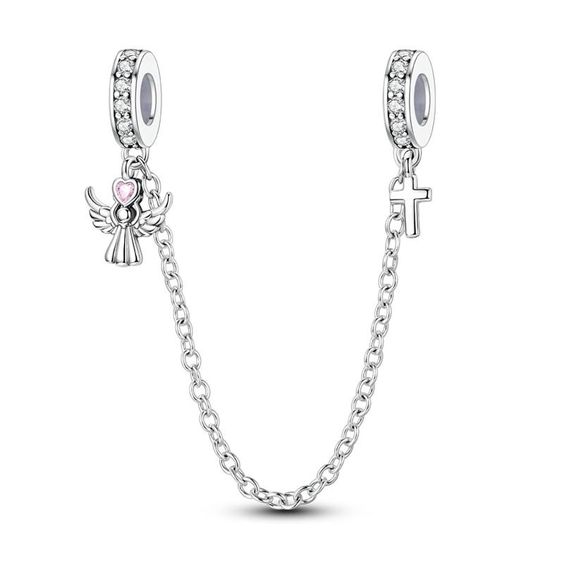 Copper Sun And Moon Plum Blossom Safety Chain Piece Bead Charms For 3Mm Original Bracelets Diy Jewelry Birthday Crafting