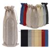 1/12pcs Merry Christmas Red Wine Bottle Covers Bags Champagne Pouches Cute Burlap Packaging Bag New Year Party Decoration Xmas