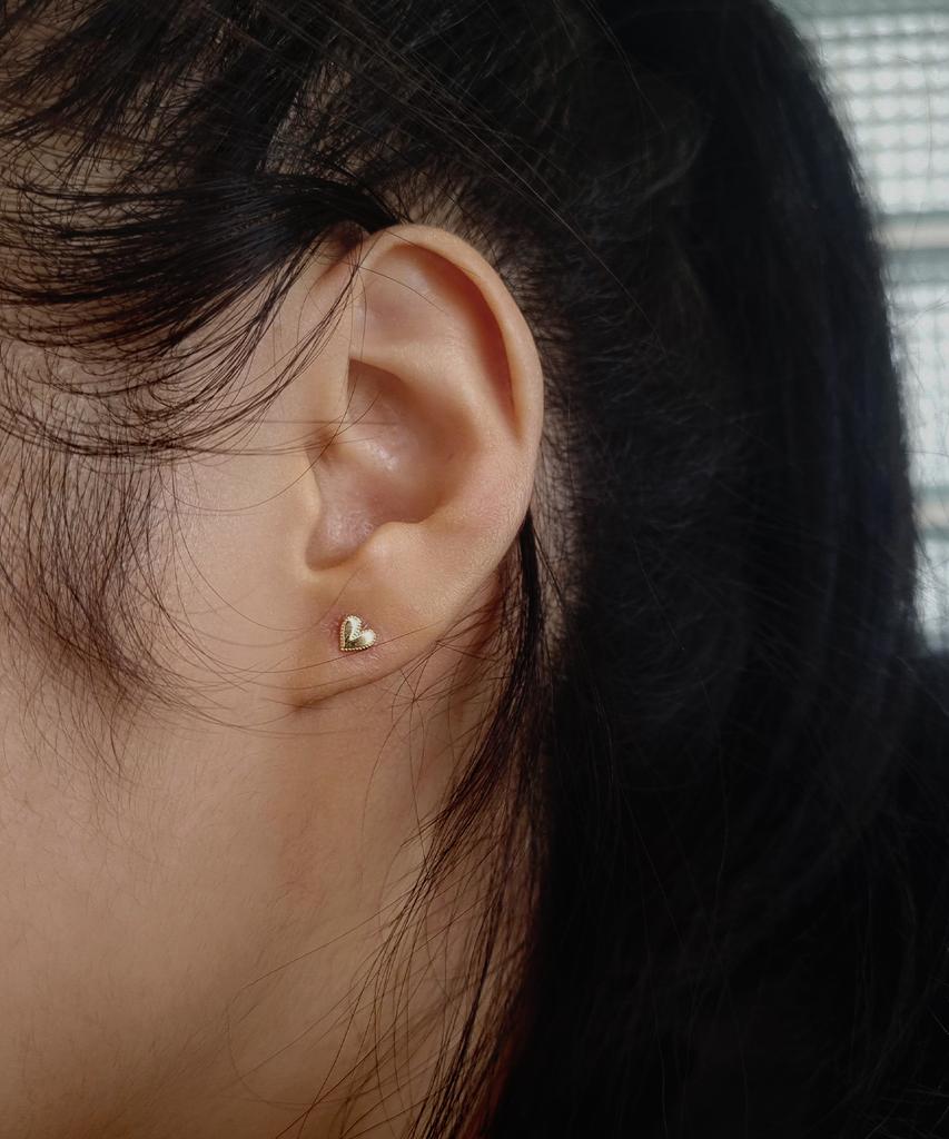 Helene Jewelry 14K Ray Heart Earrings
