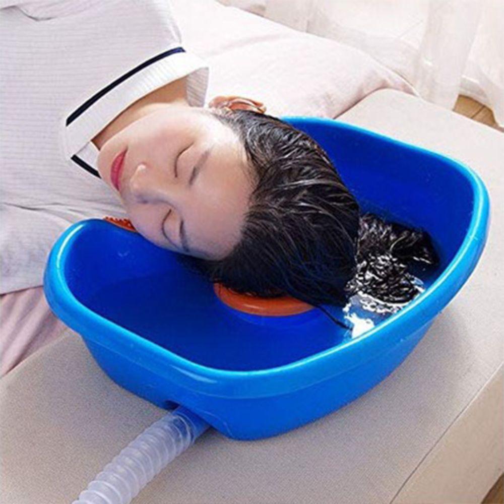 Thickened Hair Washing Basin Plastic Reusable Bed Shampoo Basin With Drain Hose With Rubber Pad Shampoo Tray