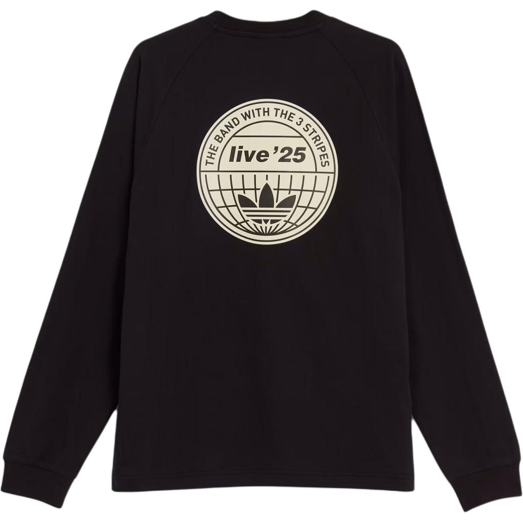 Adidas Originals X Oasis Kollaboration 3-Streifen SS25 Tour Slim Fit Rundhals Vintage Weich Langarm T-Shirt Unisex Oberteile Schwarz KT-3428