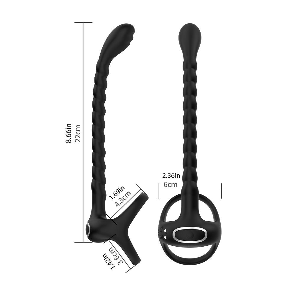 Silicone Penis Ring Cock Ring Vibrator Anal Plug 3-in-1, Male Prostate Vibrating Stimulator Masturbator, Adult Sex Toy, Sex Toys