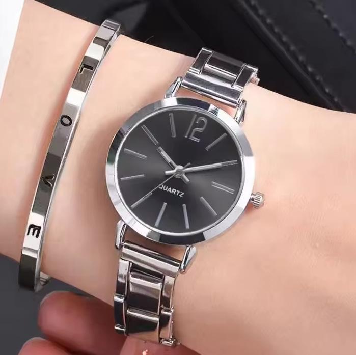 Ladies Watch Temperament Steel Belt Ladies Watch Watch Fashion Simple Trend Ladies Quartz Watch Bracelet Set