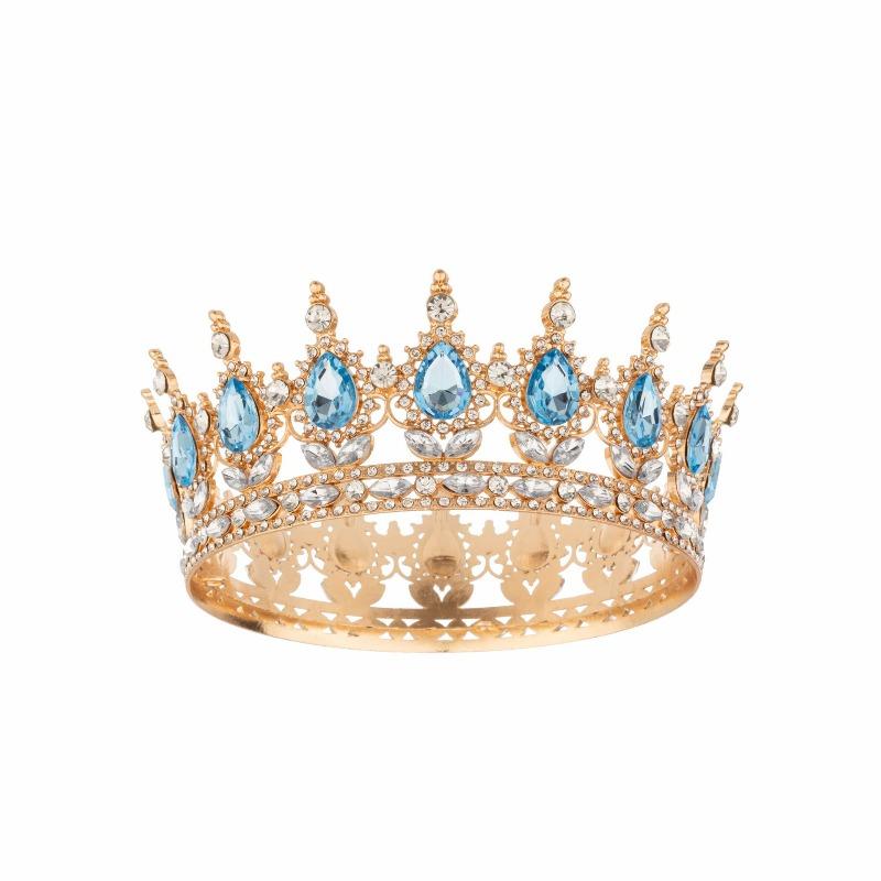 Big Crown Bridal Wedding Tiara Colorful Round Tiara Birthday Cake Decorative Ornament Queen Atmosphere