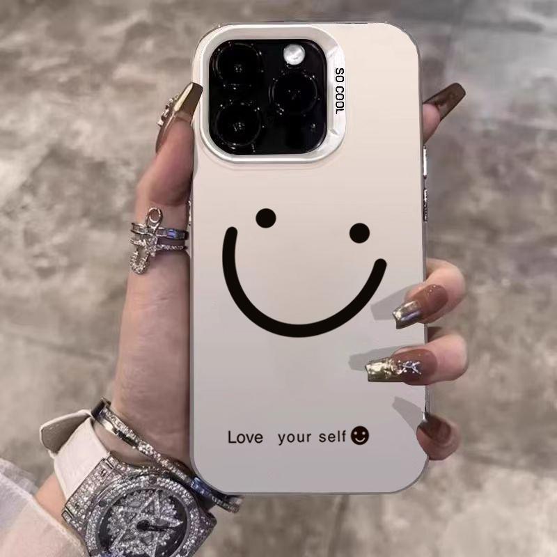 Lachende Wangen Galvanisiert Silber IMD Handyhülle Für iPhone 17 16 15 14 13 12 11 Pro Max 17 Air 16E X XS XR Matt Bumper Abdeckung