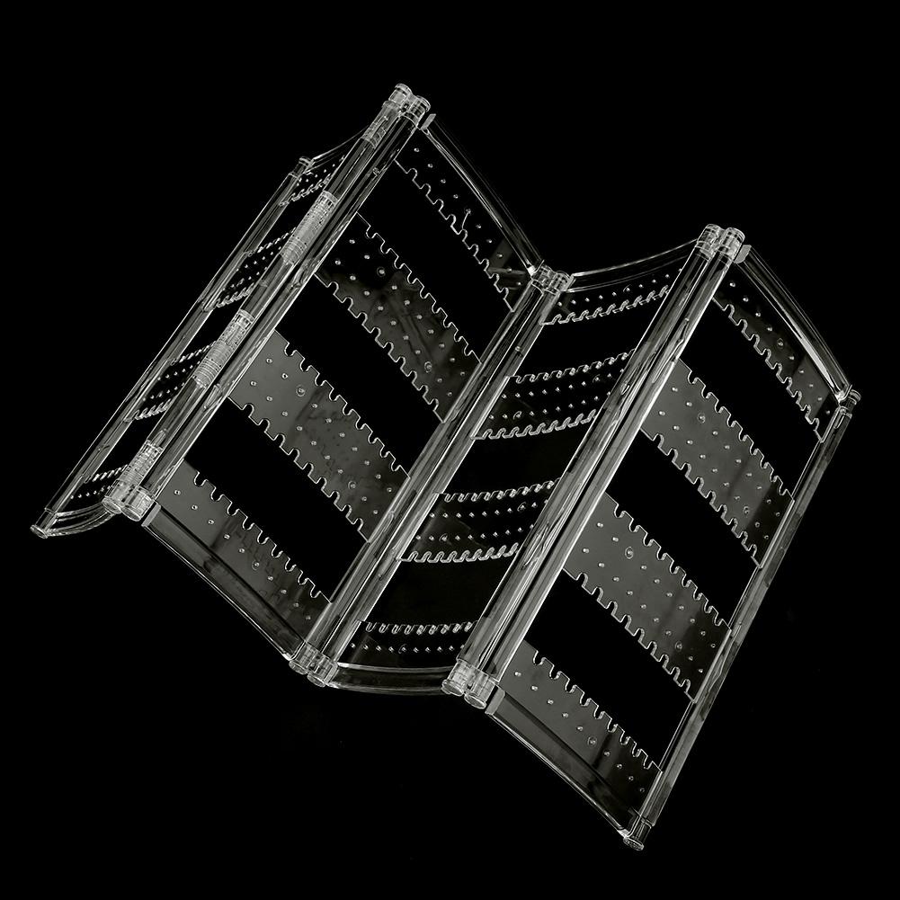 Foldable 4-Panel Jewelry Holder Earrings Display Stand Ear Studs Storage Rack   (Black)