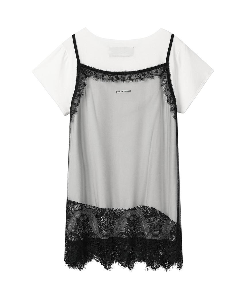 The Vinyl House Lace Layered One-Piece (W) White