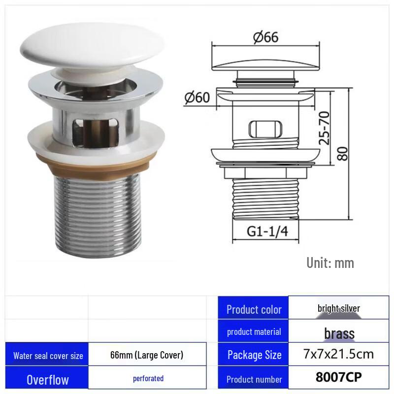 Electroplated Copper Pop-Up Sink Drain