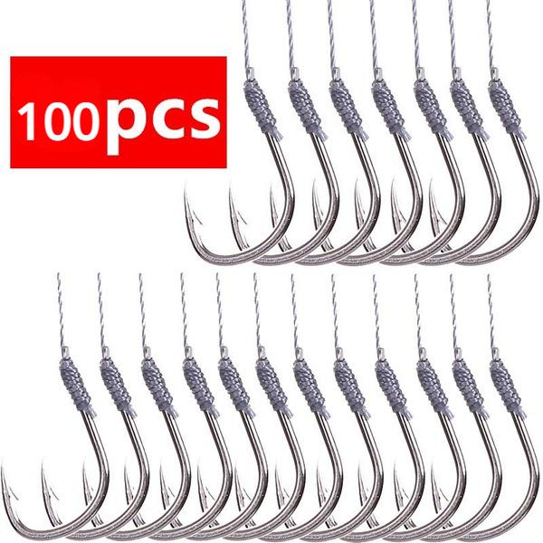 5 Packs of 50/10 Packs of 100 Hooks Fishs Tool Tied Good Strong Horse Line Double Hook Pair Hook Fishing Gear Accessories