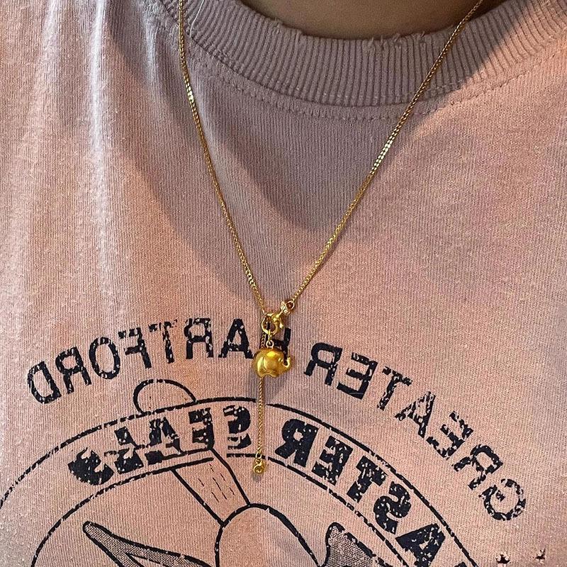 

Retro simple ethnic style solid cute elephant pendant necklaces for women new in Chinese Style collar chain party jewelry gift золотой