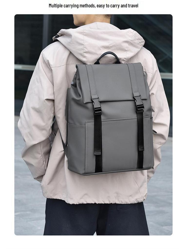 Men's High-End Business Laptop Backpack - Solid Color, Fashionable, Versatile for Students and Professionals