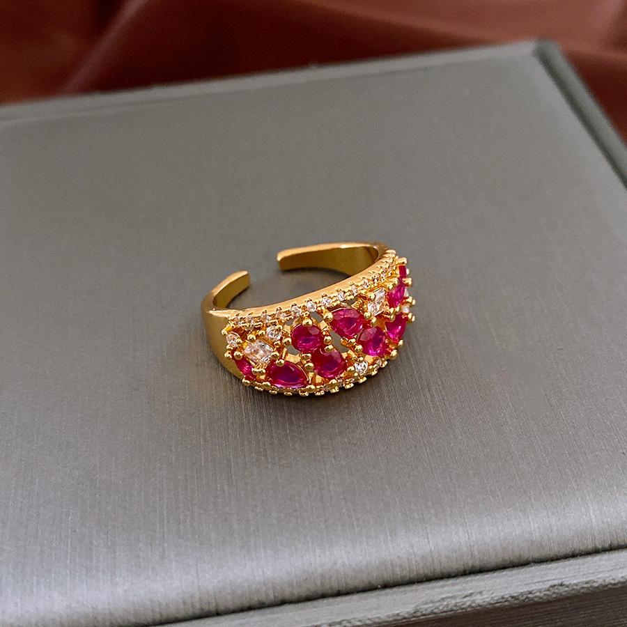 Vintage Palast Blumenring Diamantstil Leichter Luxus Premium Zeigefinger Schmuck