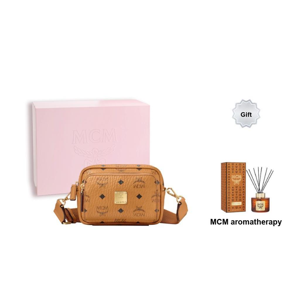 New MCM Klassik Crossbody X Mini Visetos Cognac MMRAAKC03CO001