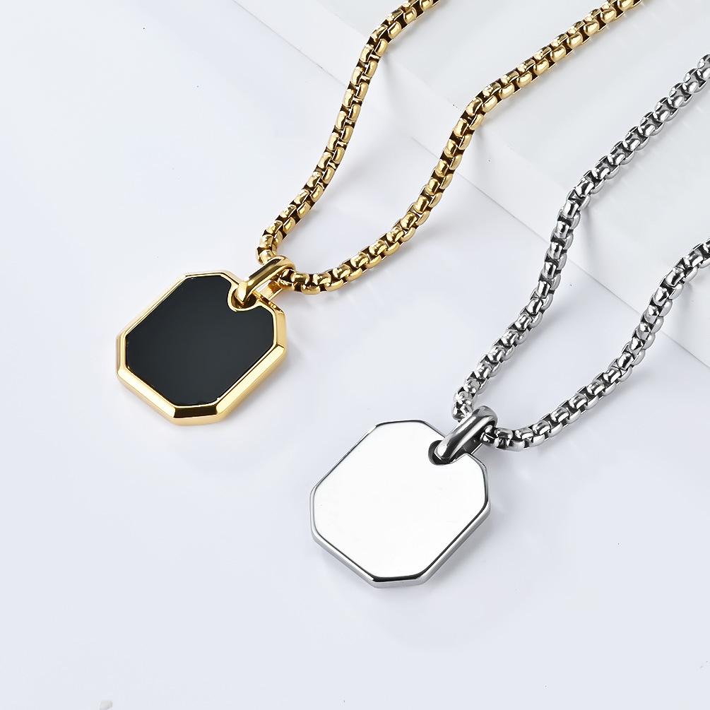 Sexless Cold Neutral Style Small Square Brand Titanium Steel Necklace Niche Personality