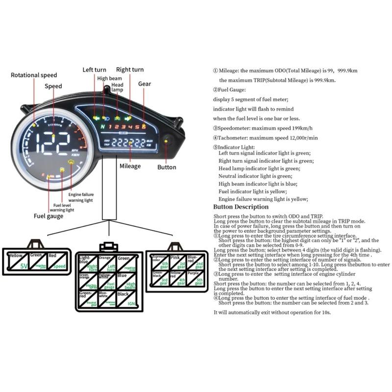 Motorcycle LED Digital Instrument Panel Tachometer Fuel Gauge Turn Signal Speedometer Per Hour Dm200/250 Nxr150 Nxr125