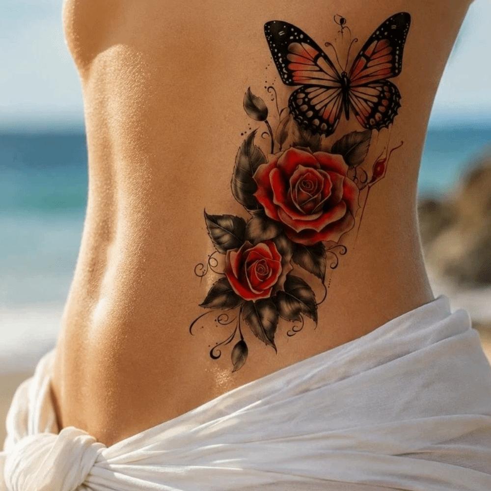 Long Lasting Rose Temporary Tattoo Flower Body Art Sticker Sweet Instant Decals Daily Use