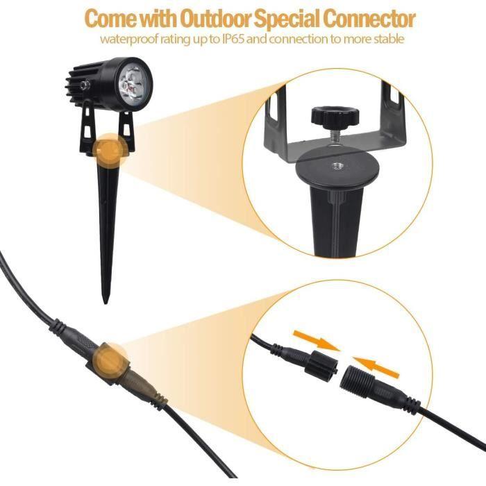 Spot solaire - t-sun - 4 pièces - étanche ip65 - 3000k led - installation facile