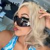 Cycling Y2K Rimless Punk One Piece Sunglasses Women Goggle Luxury Brand Shades Sun Glasses Female Five Star Wrap Around Eyewear