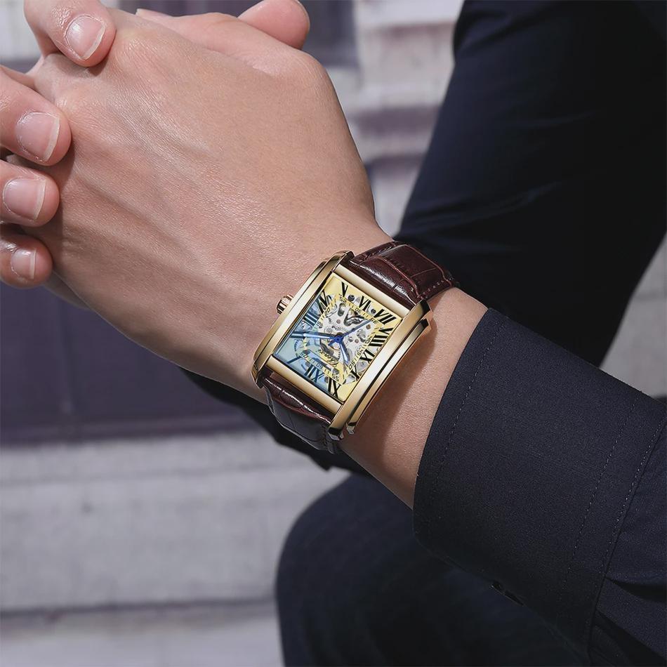 Chenxi Relógio Automático de Ouro de Luxo Masculino Business À Prova d'Água Esqueleto Tourbillon Mecânico de Pulso