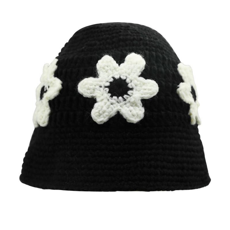 Oversized Knit Comfortable Hat With Ear Protection And Adorable Flower Pattern For Weather Cold
