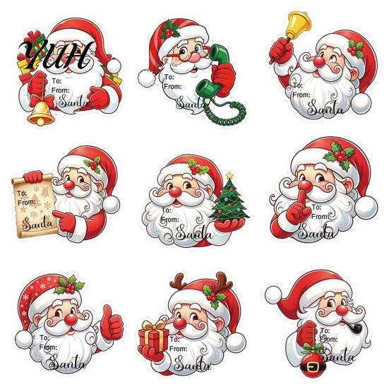 Decorative Labels for Greeting Cards 45Pcs Christmas Santa Sticker Set, Cartoon DIY Handwrite Label Decals Gift Tags, Stickers Party Favor Craft