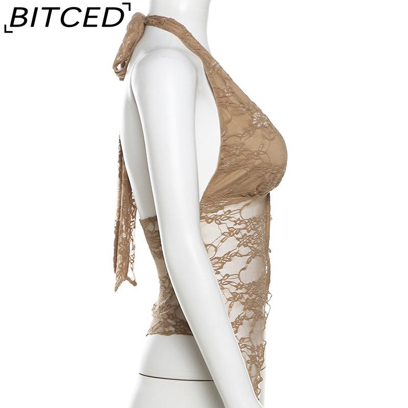 BITCED Summer Women's Solid-Color Slim-Fit Streetwear Halter Neck Sexy Backless Tank Top