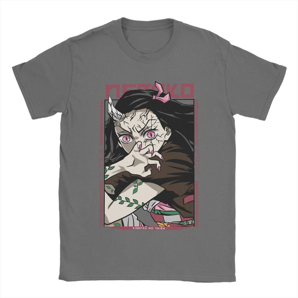Men Anime Demon Slayer Nezuko T Shirt  100% Cotton Clothes Crazy Short Sleeve Round Collar Tees Big Size T-Shirt