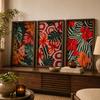 Boho Tropical Plant Wall Art, Vintage Jungle Leaves Canvas Painting, Botanical Poster Prints for Living Room Bedroom Wall Decor