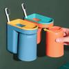 Toothbrush Rack Light Luxury Mouthwash Brushing Cup Punch Free Wall Mounted Bathroom Storage Couple Tooth Cup Shelf Organizer
