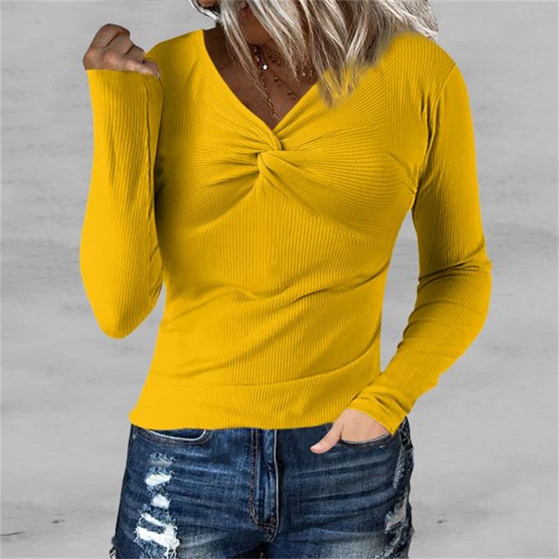 Women's Fashion Rib Knitted Sweater Slim Long Sleeve Pullover Sweaters