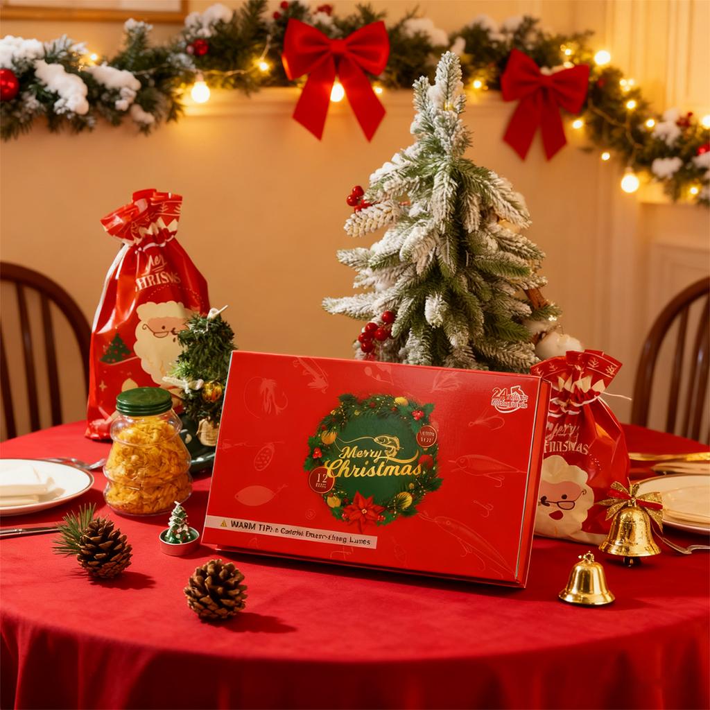 Merry Christmas Advent Calendar Fishing Christmas Countdown, Fishing Tackle Advent Calendar For Fish Adult Men Teen Boys 24-Day Countdown 24pcs