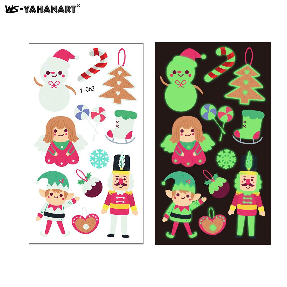 Creative Luminous Christmas & New Year Tattoo Stickers for Kids - Snowflake & Santa Designs
