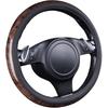 CAR PASS Wood Grain Microfiber Leather Steering Wheel Cover, Universal Fit For 14 1/2-15 Inch Black Steering Wheel, Anti-Skip Ve Design,Cars,