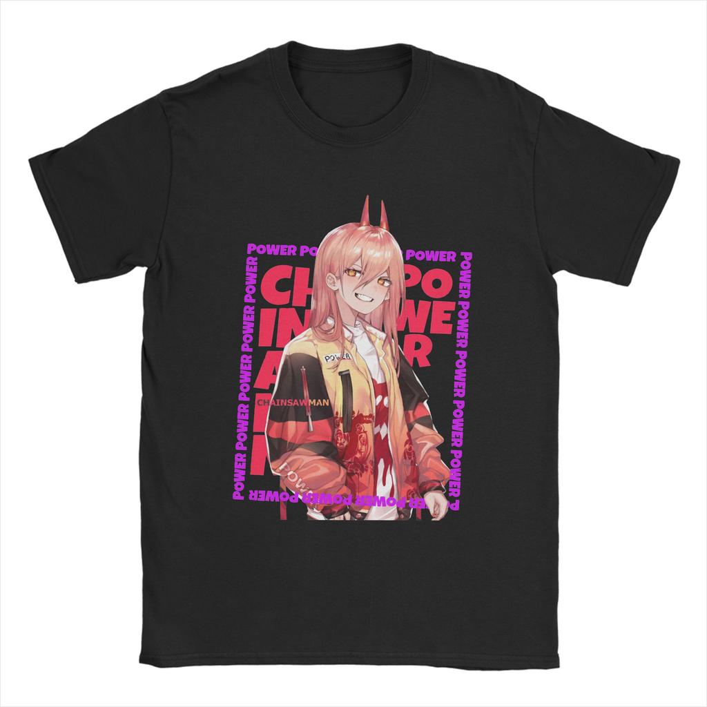 Men's T-Shirts Power Chainsaw Man Manga Leisure Cotton Tees Short Sleeve Chainsawman T Shirt O Neck Clothing Original