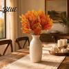 Feuilles Artificielles Aspect Naturel Automne Bouquet de Fleurs Artificielles Arrangement Floral Plastique Réaliste avec Tige Décorative à Couches Longue Durée