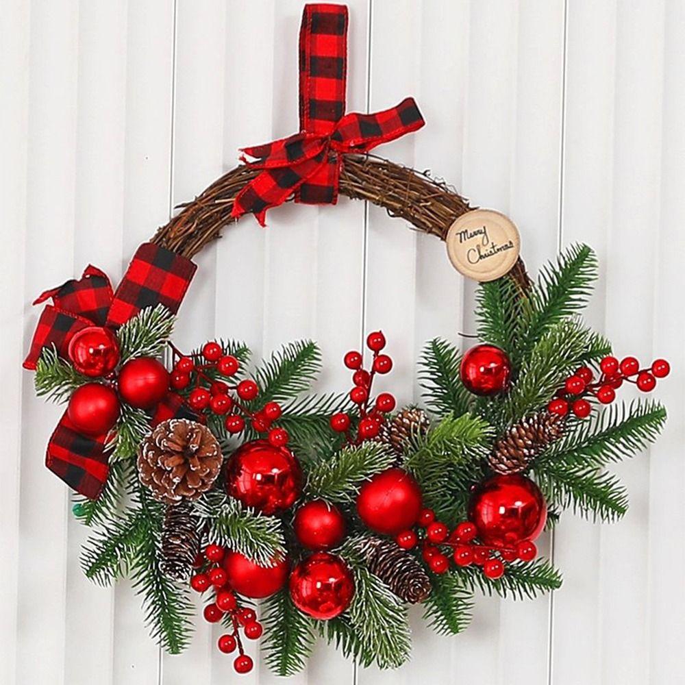 DIY Xmas Tree Garland Realistic Pine Cone Wall Hanging Floral Wreath  Photographic Prop