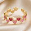 Women Ring Opening Adjustable Lightweight Finger Ring Golden Plated Hollow Heart Design Finger Band Jewelry Gift