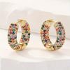 Luxuriöse Exquisite Inlay Bunte Synthetische Zirkonia Runde Creolen Ohrringe Damen Klassisch Party Festival Schmuck Accessoires