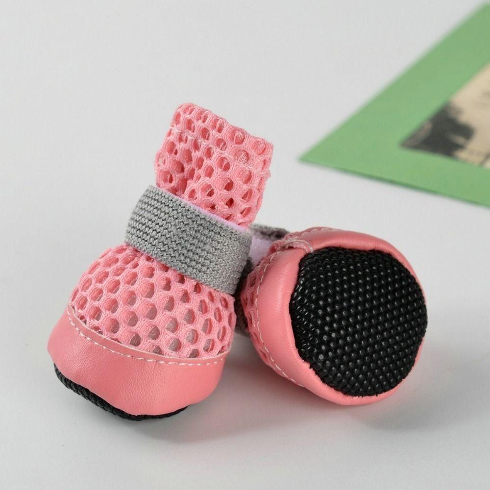 4PCS/SET Wear Resistant Dog Mesh Shoes Breathable Dog Net Shoes For Dogs Cats