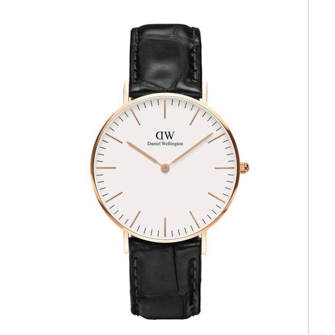 Used Daniel Wellington Watch Classic Canterbury Rose Leather Strap Black