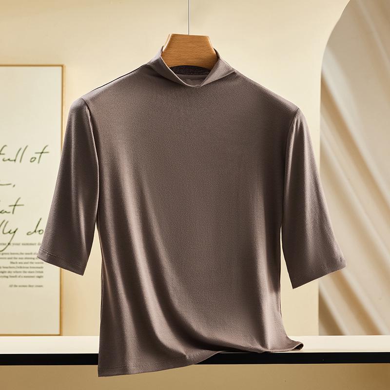 

Women s Autumn Modal Ribbed Mid-Neck Slimming T-Shirt L (90-102 Jin)