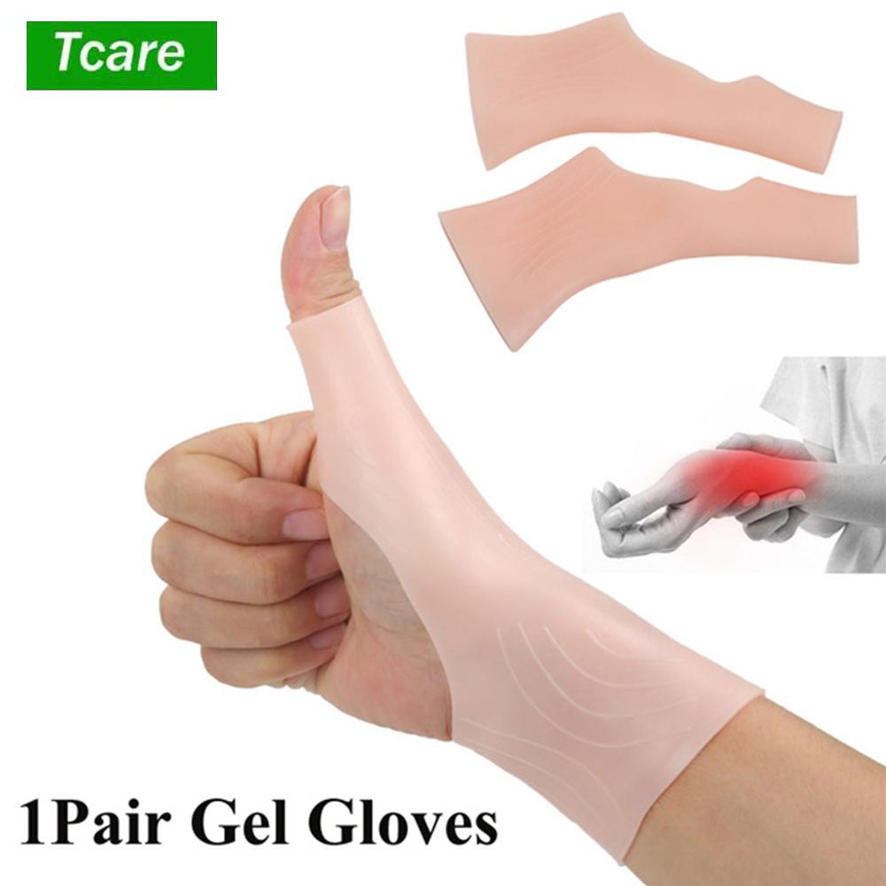 Durable And Safe Tcare Silicone Gel Therapy Wrist Thumb Support Gloves Arthritis Pressure Corrector Glove Carpal Tendonitis Protection Gloves New