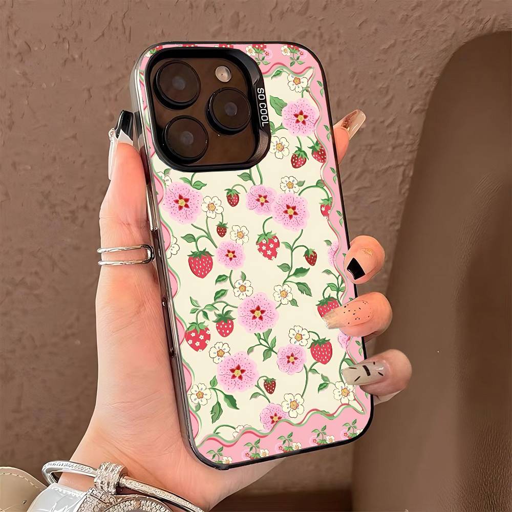 Strawberry Sh-SHortcakeS phone case for iPhone 17 17Air 16 15 14 13 12 11 Pro Max Plus Colorful Silver
