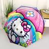 Regenbogen Hello Kitty Automatischer Faltregenschirm mit stabilem Eisenrahmen, Tragbarer kompakter Reise-Regenschirm für alle Jahreszeiten, Partys011