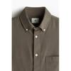 H M Textured sHirt Regular Fit kHaki Green