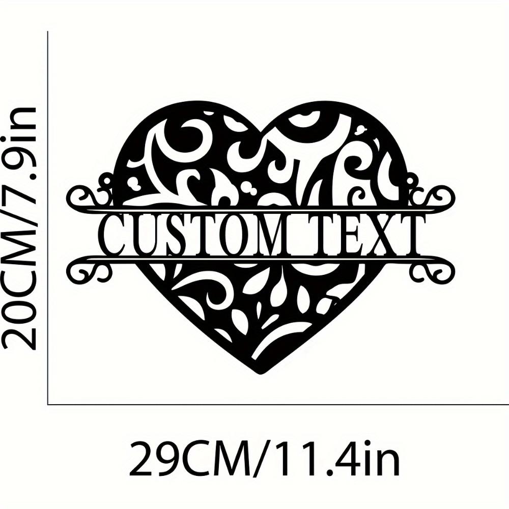 Vintage Metal Wall Art Heart Shape Personalized Family Name Sign Wedding Housewarming Gift