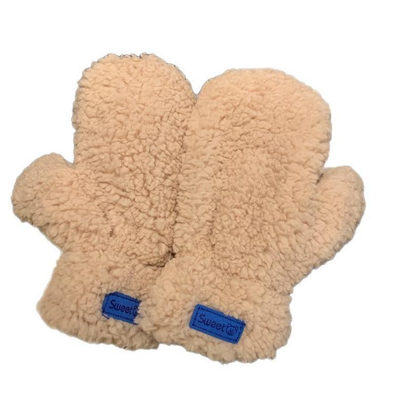 Mitaines chaudes en peluche pour femmes, en peluche et épaissies pour l'automne et l'hiver, mignonnes pour le cyclisme, antigel, coupe-vent et anti-froid, mignonnes
